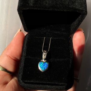 Sterling Silver Blue Opal Necklace